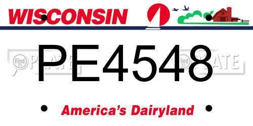 PE4548 Wisconsin License Plate