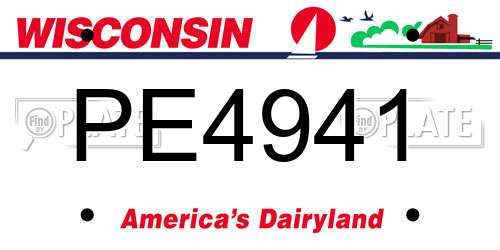 PE4941 Wisconsin License Plate
