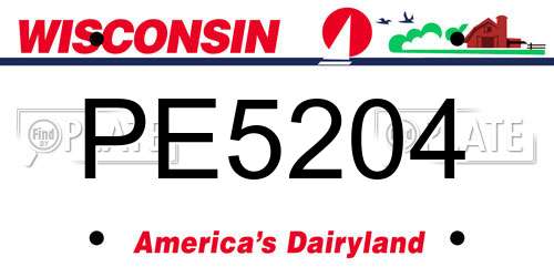 PE5204 Wisconsin License Plate
