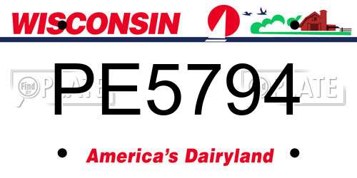 PE5794 Wisconsin License Plate