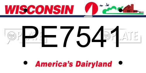 PE7541 Wisconsin License Plate