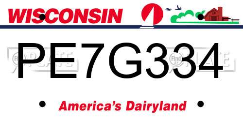 PE7G334 Wisconsin License Plate