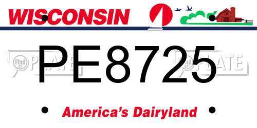 PE8725 Wisconsin License Plate