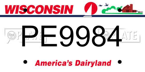 PE9984 Wisconsin License Plate