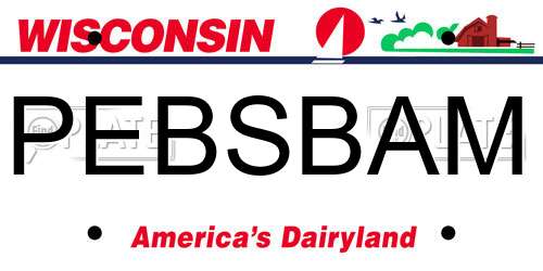 PEBSBAM Wisconsin License Plate
