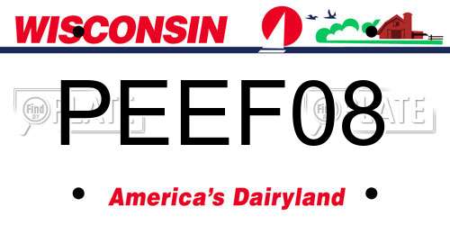 PEEF08 Wisconsin License Plate