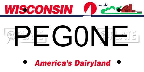 PEG0NE Wisconsin License Plate