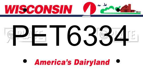 PET6334 Wisconsin License Plate