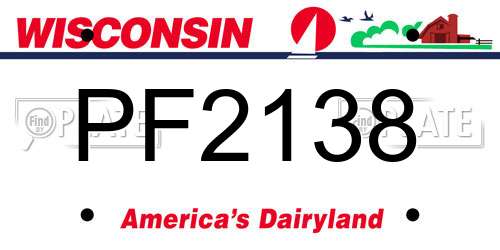 PF2138 Wisconsin License Plate