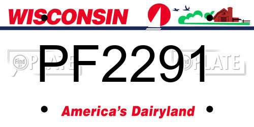 PF2291 Wisconsin License Plate