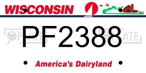 PF2388 Wisconsin License Plate