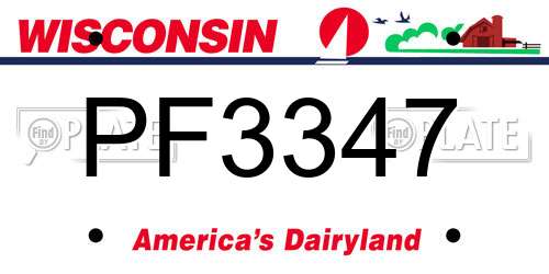 PF3347 Wisconsin License Plate