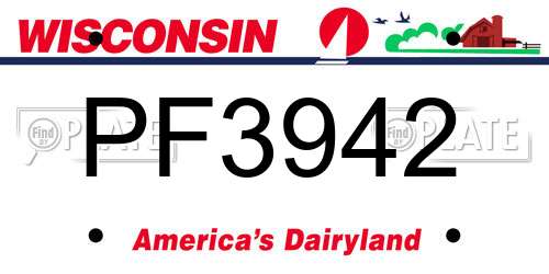 PF3942 Wisconsin License Plate