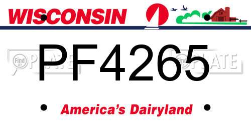 PF4265 Wisconsin License Plate