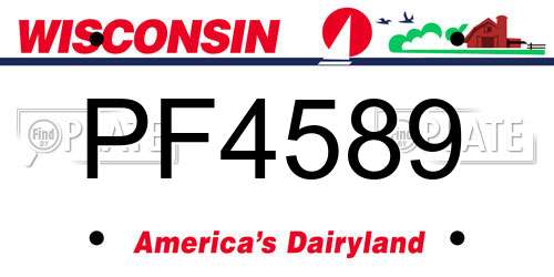 PF4589 Wisconsin License Plate