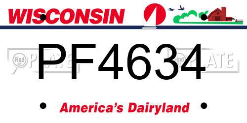 PF4634 Wisconsin License Plate