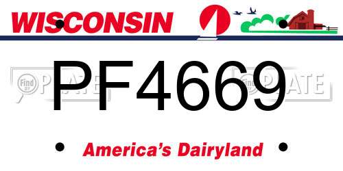 PF4669 Wisconsin License Plate