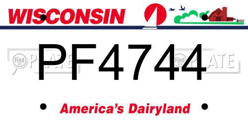 PF4744 Wisconsin License Plate