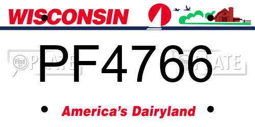 PF4766 Wisconsin License Plate