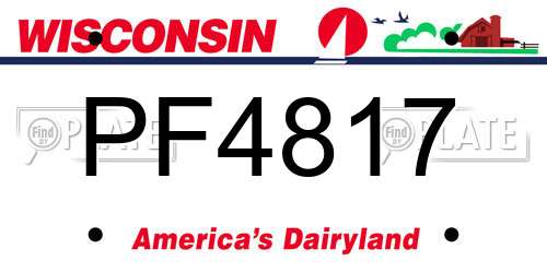 PF4817 Wisconsin License Plate