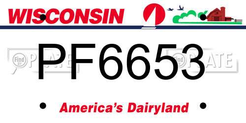 PF6653 Wisconsin License Plate