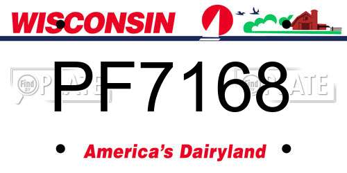 PF7168 Wisconsin License Plate