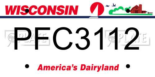 PFC3112 Wisconsin License Plate
