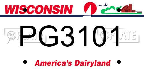 PG3101 Wisconsin License Plate