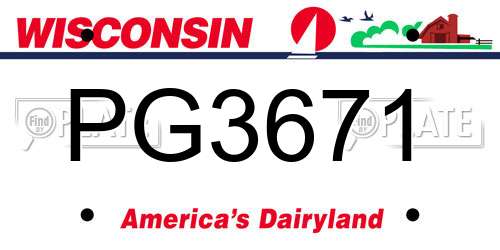 PG3671 Wisconsin License Plate