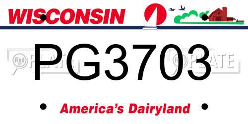 PG3703 Wisconsin License Plate