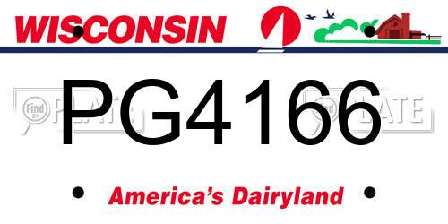 PG4166 Wisconsin License Plate