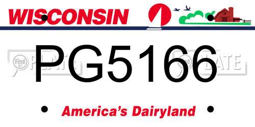 PG5166 Wisconsin License Plate