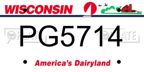 PG5714 Wisconsin License Plate
