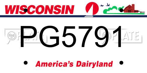 PG5791 Wisconsin License Plate