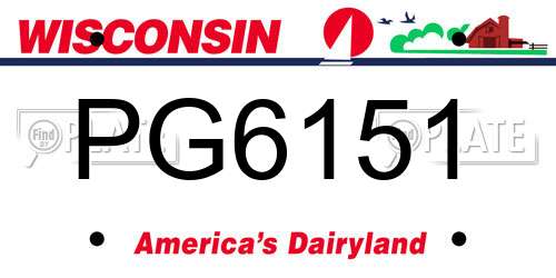 PG6151 Wisconsin License Plate