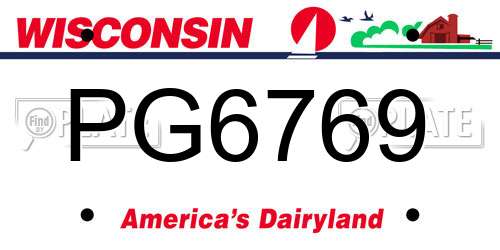 PG6769 Wisconsin License Plate