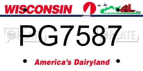 PG7587 Wisconsin License Plate
