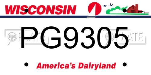 PG9305 Wisconsin License Plate