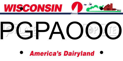 PGPAOOO Wisconsin License Plate