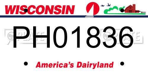PH01836 Wisconsin License Plate