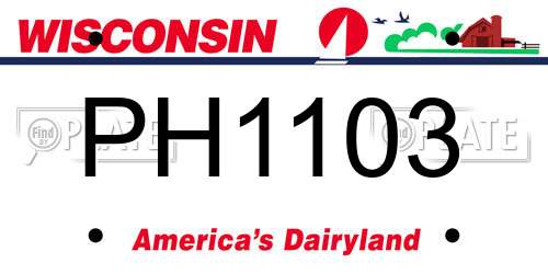 PH1103 Wisconsin License Plate