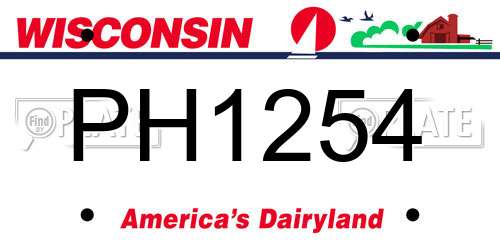 PH1254 Wisconsin License Plate