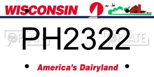 PH2322 Wisconsin License Plate