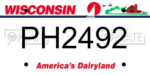 PH2492 Wisconsin License Plate