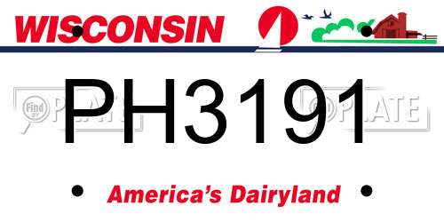 PH3191 Wisconsin License Plate
