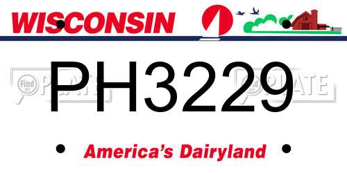 PH3229 Wisconsin License Plate