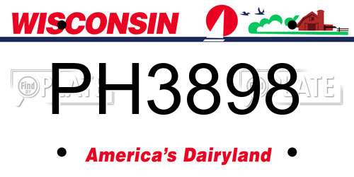 PH3898 Wisconsin License Plate