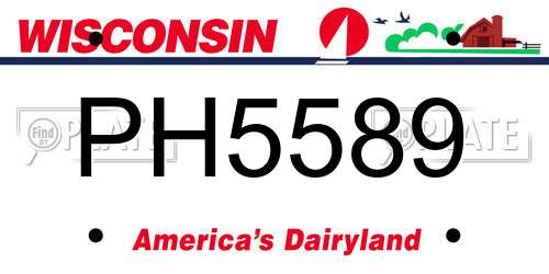 PH5589 Wisconsin License Plate
