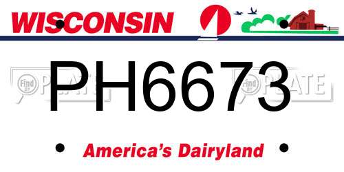 PH6673 Wisconsin License Plate