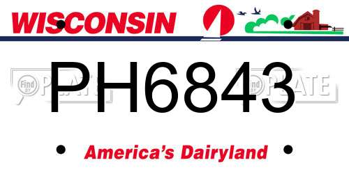 PH6843 Wisconsin License Plate
